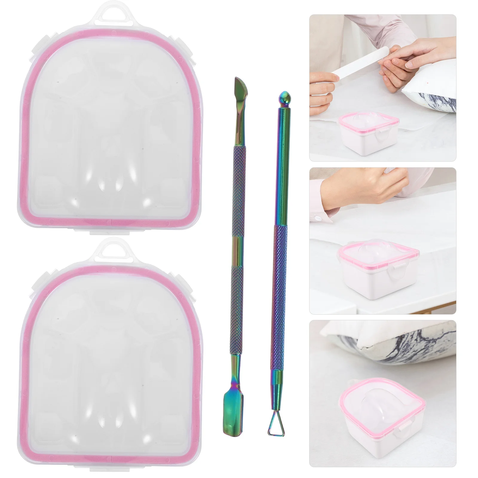 1 مجموعة مسمار تمرغ السلطانية مانيكير نقع قبالة سبا مسمار الفن مزيل صينية Soaker اليد الراحة البولندية العلاج مانيكير لوازم