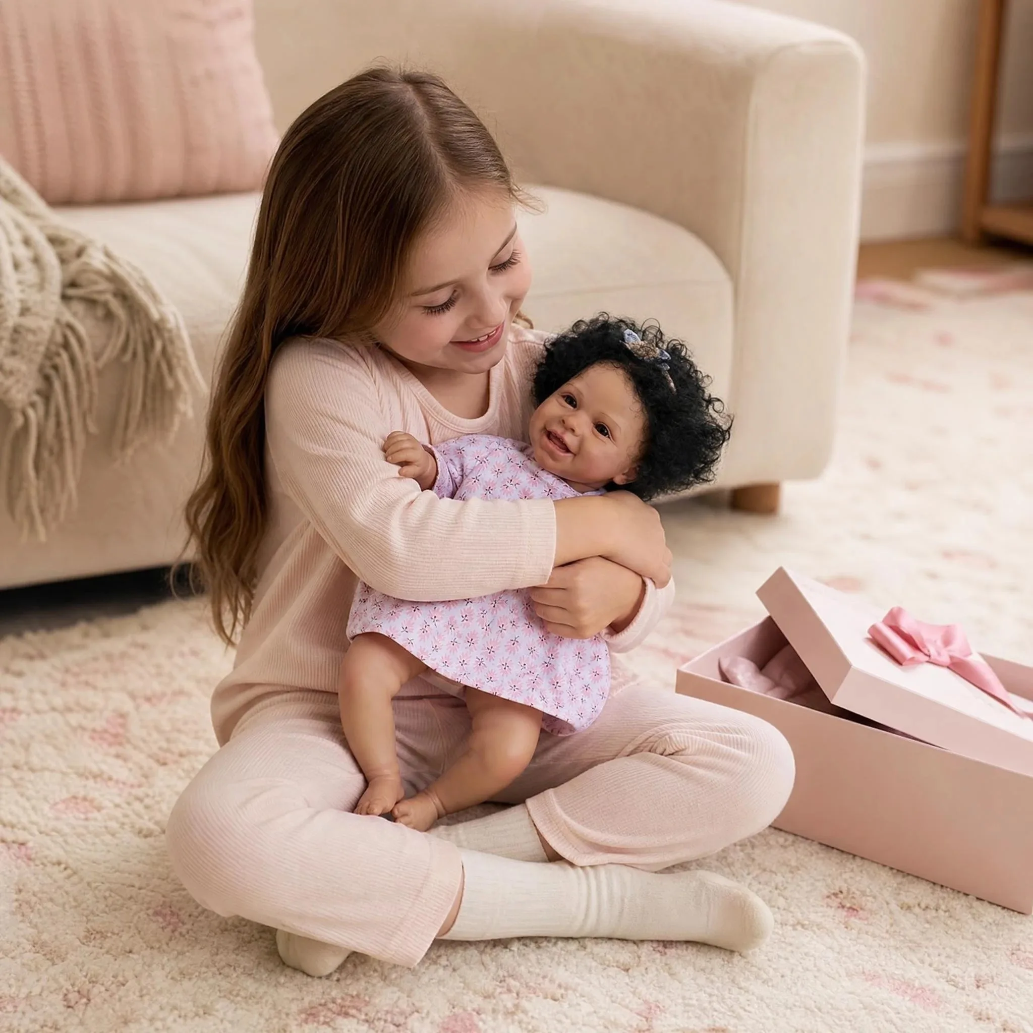 NPK 19inch Lifelike Harper Bebe Doll With Dark Skin Reborn Popular Limited Edition Doll Newborn Doll Lifelike Soft Real Soft Touch