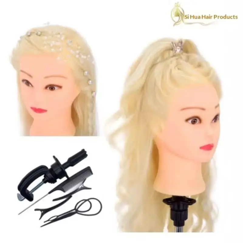 26 Zoll langer, realistischer Schaufensterpuppenkopf mit synthetischem Haar, Schönheitstrainingshilfe für Friseure, Make-up-Übungs-Schaufensterpuppenkopf C – Detail 7