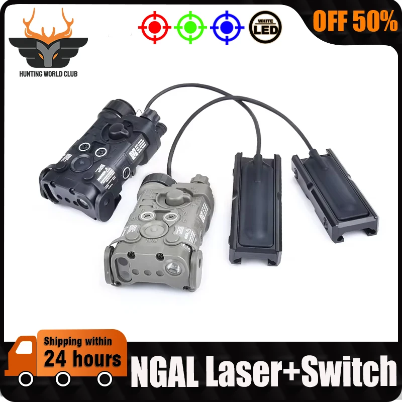 Tactical NGAL No IR Function Red Green Blue Dot Laser Strobe LED White Scout Light With Pressure Switch Fixed Base For 20MM Rail