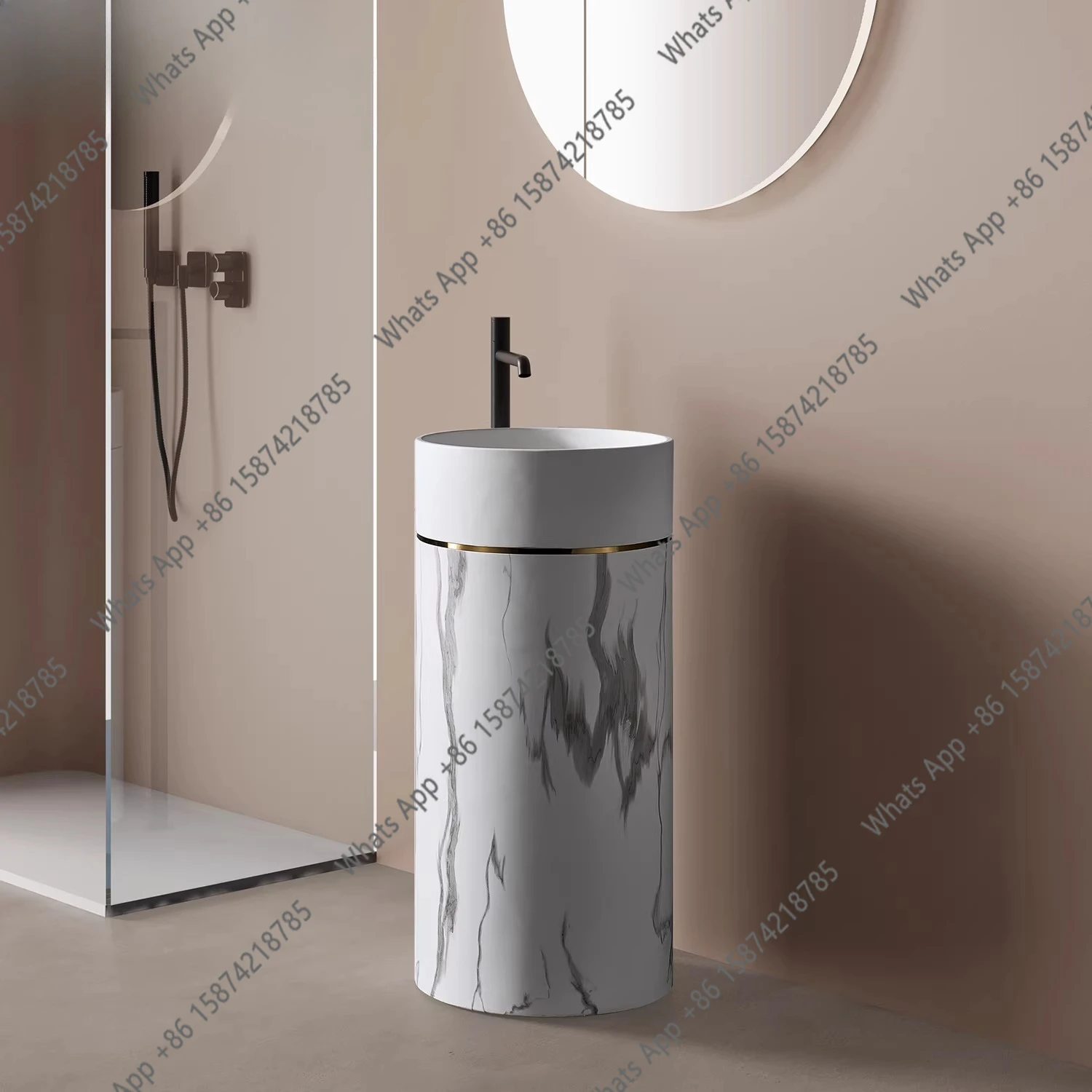 Italian minimalist column washbasin integrated floor-to-ceiling homestay clubhouse art personalized sink