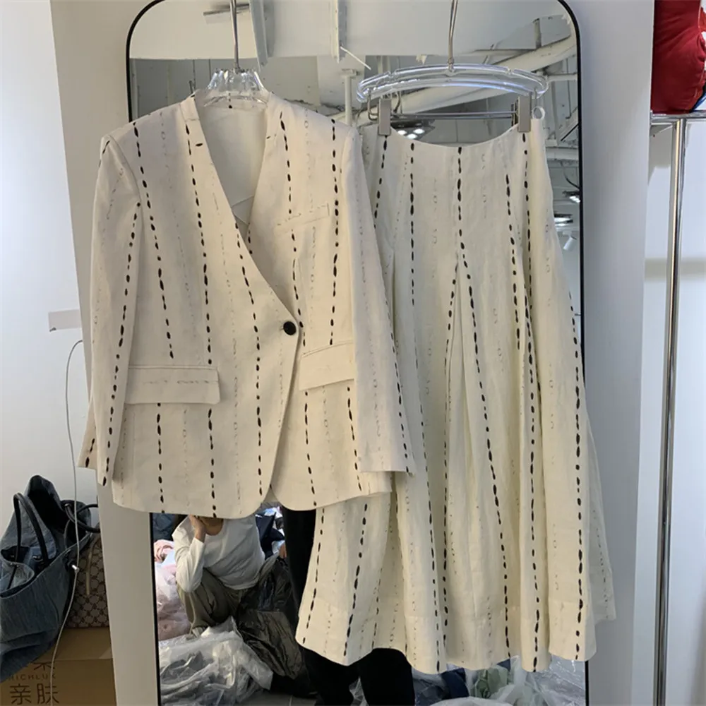

100% linen Women's Blazer Spring 2025 Long Sleeve Single Breasted Loose Ladies Suit Jacket