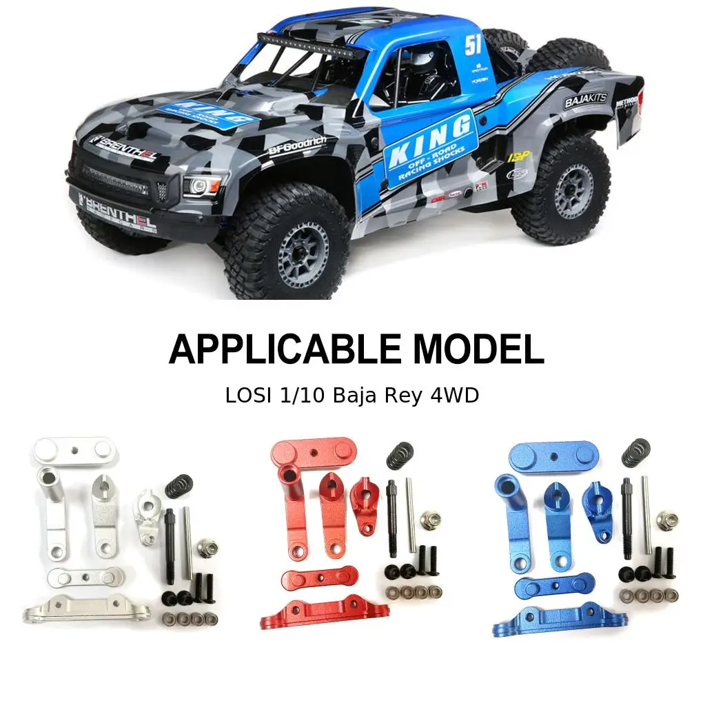 Servo Saver dello sterzo ad alta precisione in lega di alluminio completo per 1/10 LOSI Baja Rey 4WD RC Car Part RC accessori per auto blu scuro