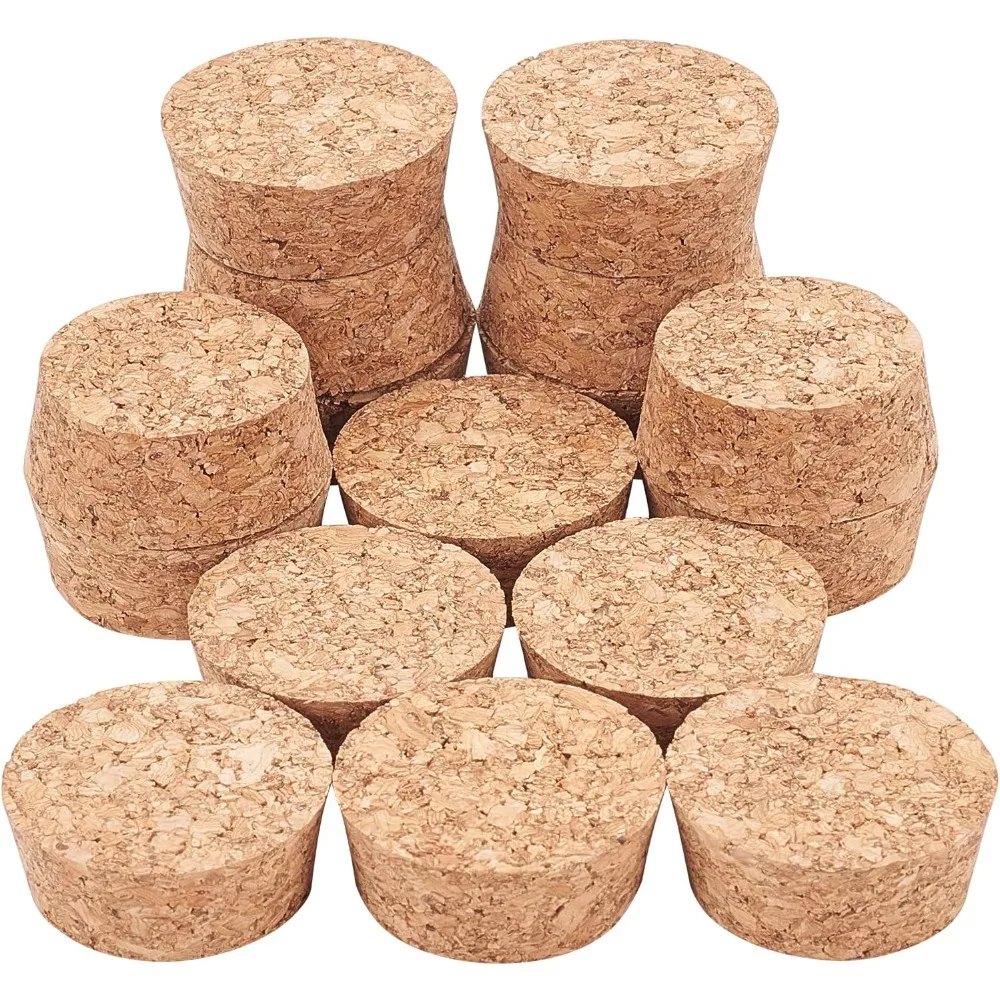 16pcs Wooden Tapered Cork Plugs BurlyWood Soft Wood Corks for Wine Beer Bottle Crafts 1.7inch in Diameter