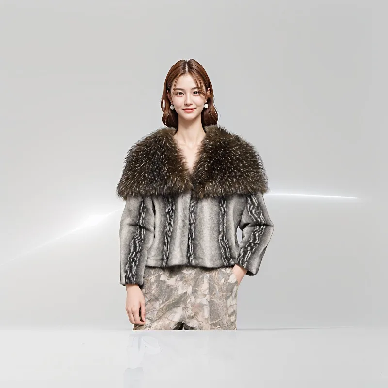 

2025 осень и зима, новый стиль, пальто из искусственной норки с меховым воротником, 650 г, полиэстер, стильная и модная женская верхняя одежда