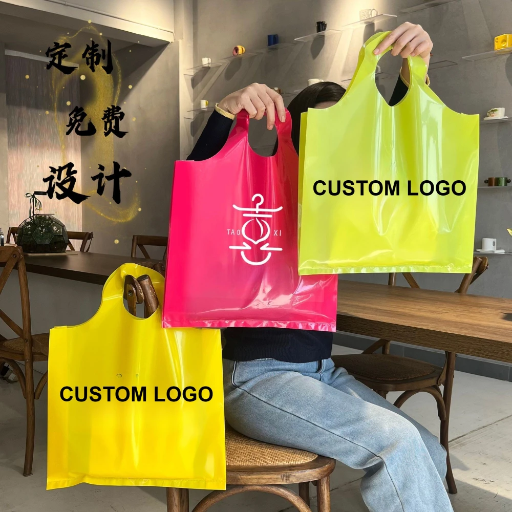 

200 шт. Бесплатная ручная сумка для покупок на одежду с вашим логотипом, сумка для хранения с принтом логотипа бренда с одной стороны для вашего бизнеса