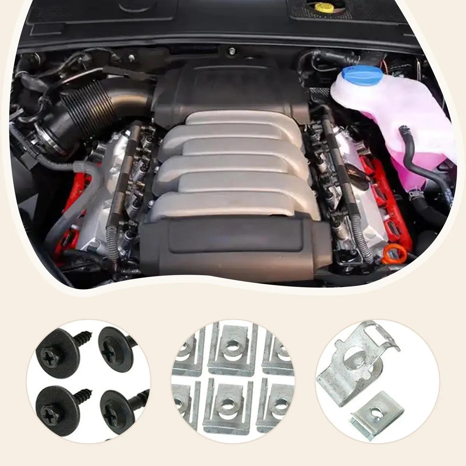 28 piezas de Clips de fijación de la bandeja inferior del motor, Kit de tornillos, piezas de repuesto de durabilidad, accesorio profesional Premium, reemplazo para Audi A5