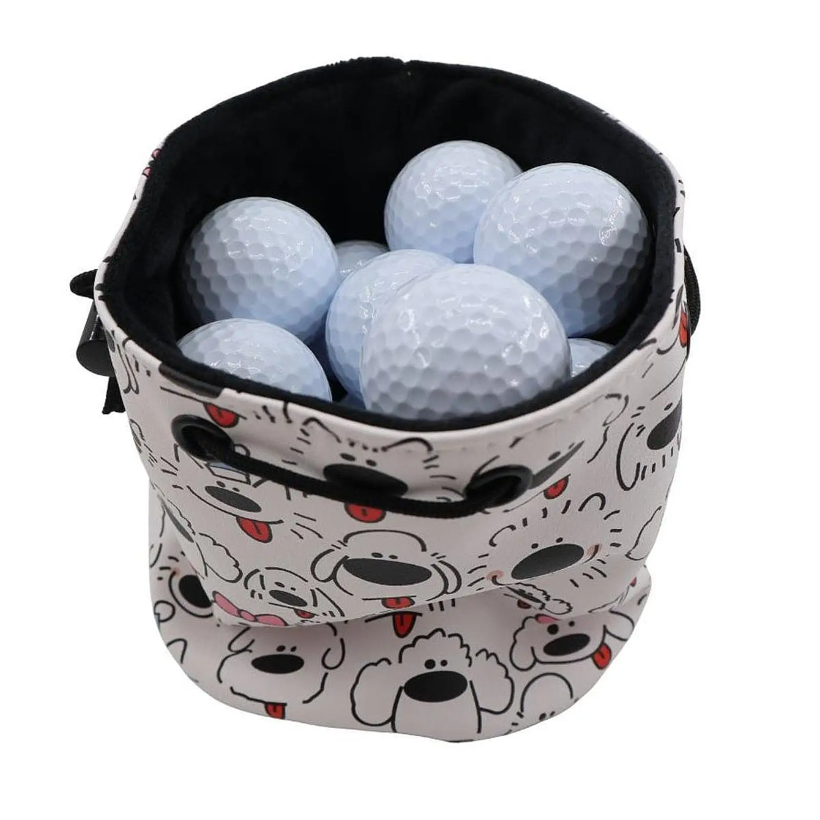 

Graffiti Puppy Printed Golf Ball Bag Stylish Carrier PU Leather Organizer