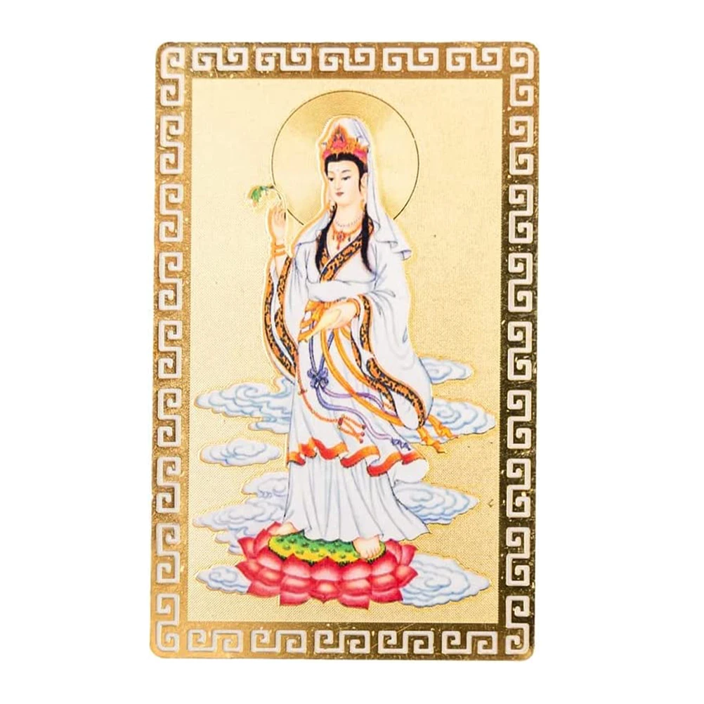 

Chinese Fengshui Amulet Card Protection Kwan Yin Guanyin Auspicious Gold Card Buddhist Gold Card Luck Blessing