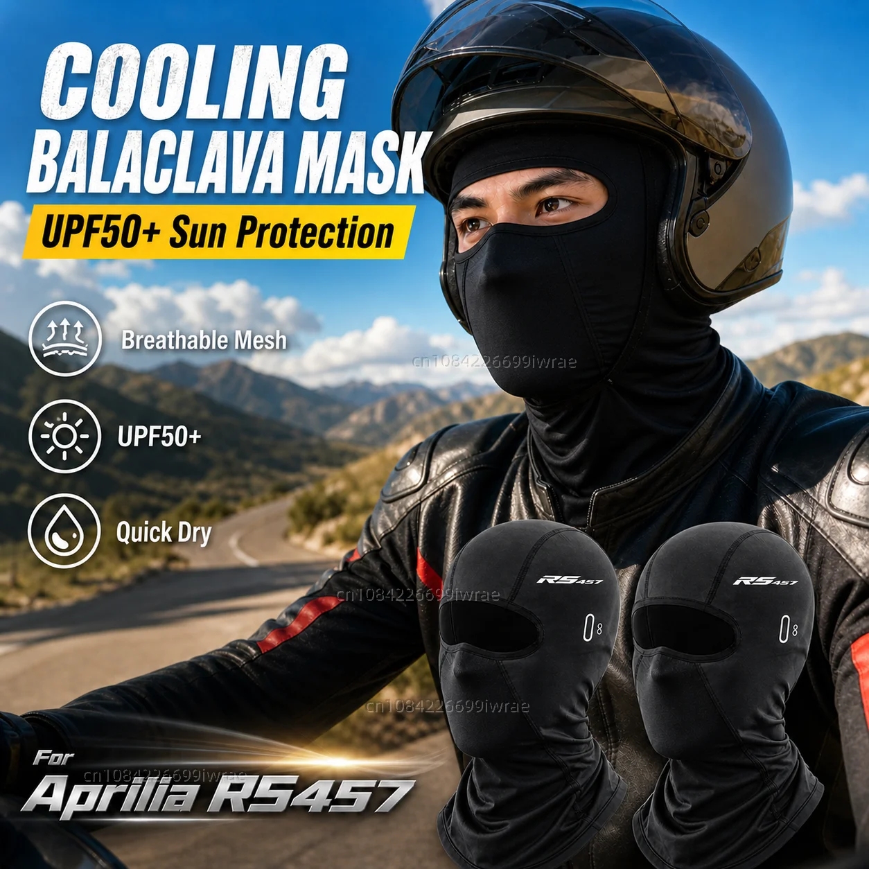 

Cooling Motorcycle Balaclava Mask UPF50+ UV Protection Breathable Face Cover Summer For Aprilia RS457 RS660 RSV4 Tuono 660 RS