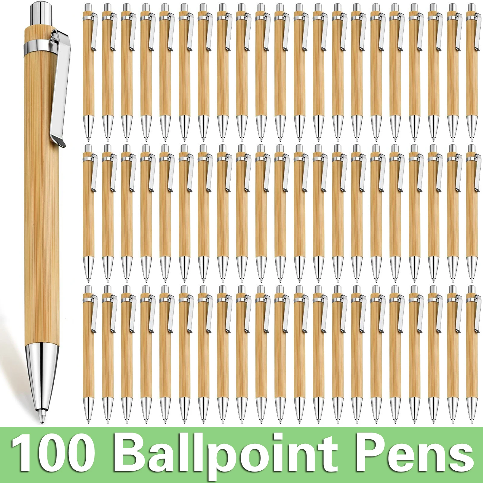 

100 шт. бамбуковых шариковых ручек 1,0 мм для школы, письма, бизнеса, подписи, канцелярских товаров, бамбуковая ручка, подарок на праздник