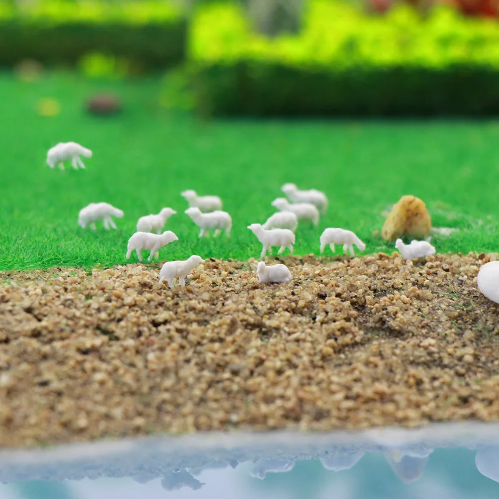 100pcs Model Trains N Scale 1:160 Unpainted Model Sheep White Farm Animals Sheep AN15003B