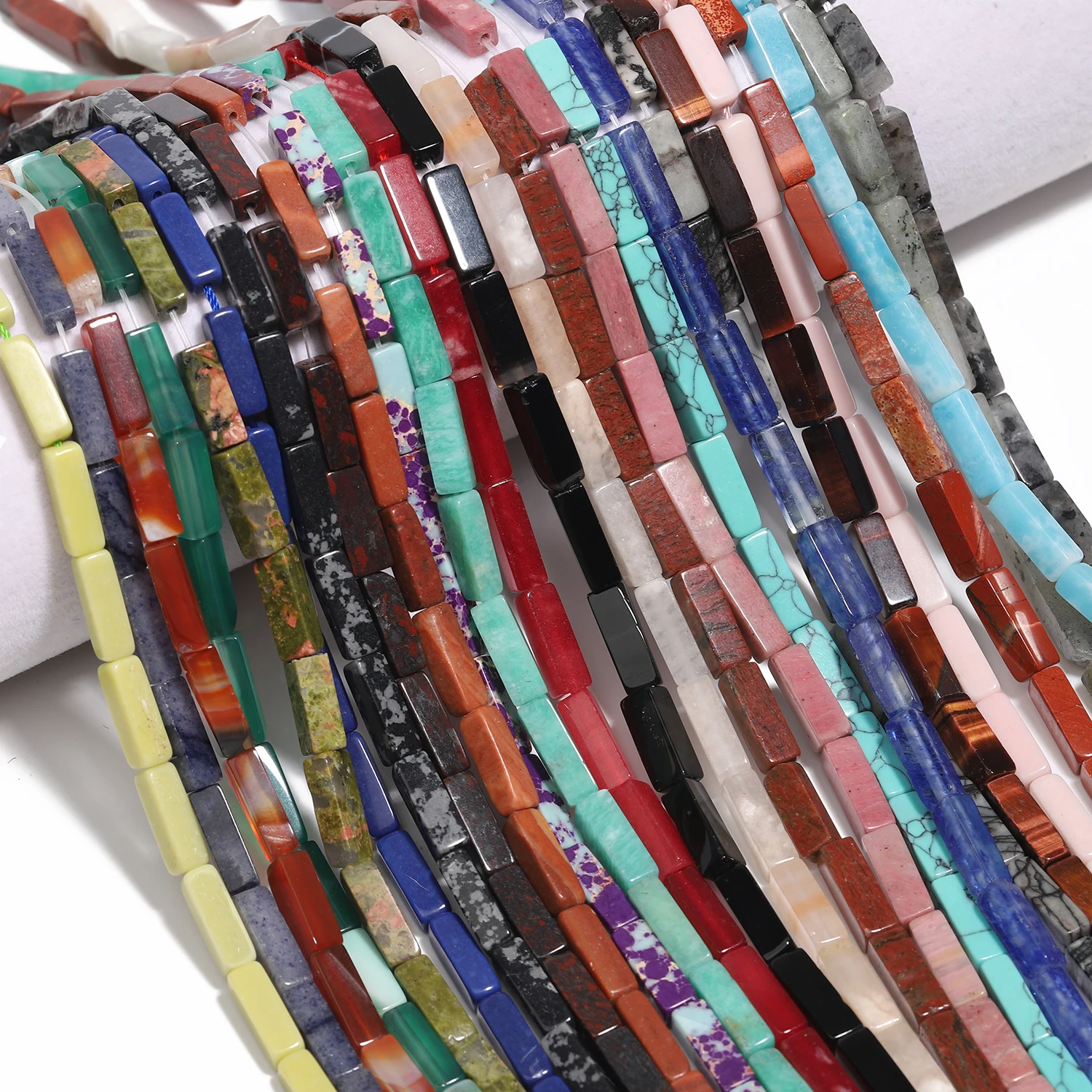 13x4mm Rectangular Stone Beads  Natural Tube Jades Agates Beads for Jewelry Making DIY Bracelets Necklace Accessories