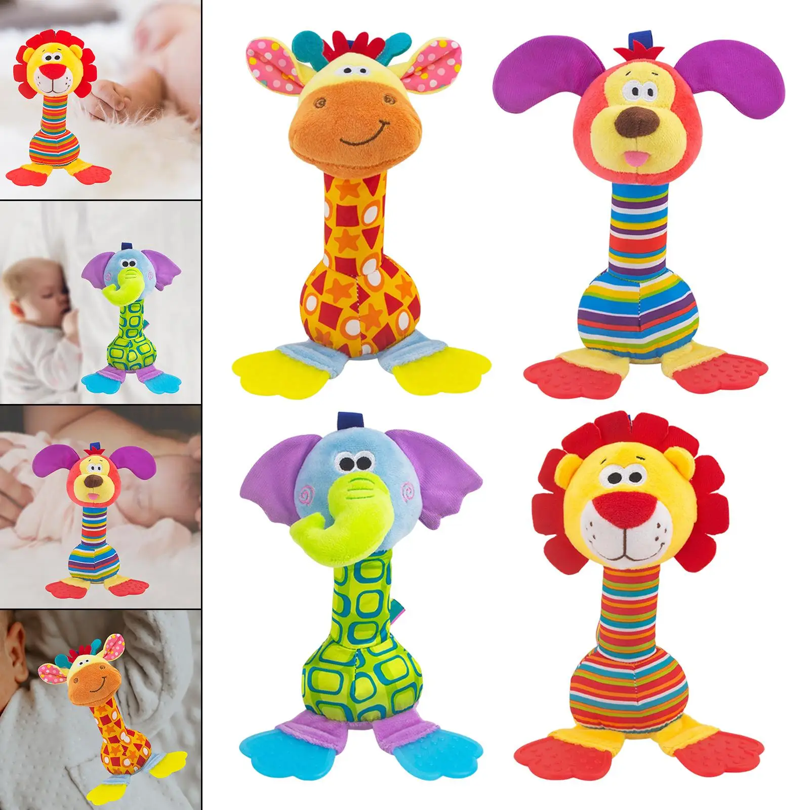 Sonagli a mano dei cartoni animati Squeaker Sticks Early Educational farcito Sensory Soft