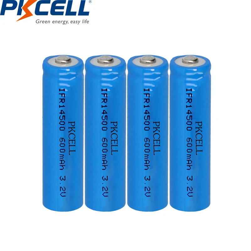 50PC PKCELL 3.2V 14500 AA Lifepo4 Akumulator litowo-jonowy 600MAH baterie guzikowe do paneli słonecznych Lekka szczoteczka do zębów