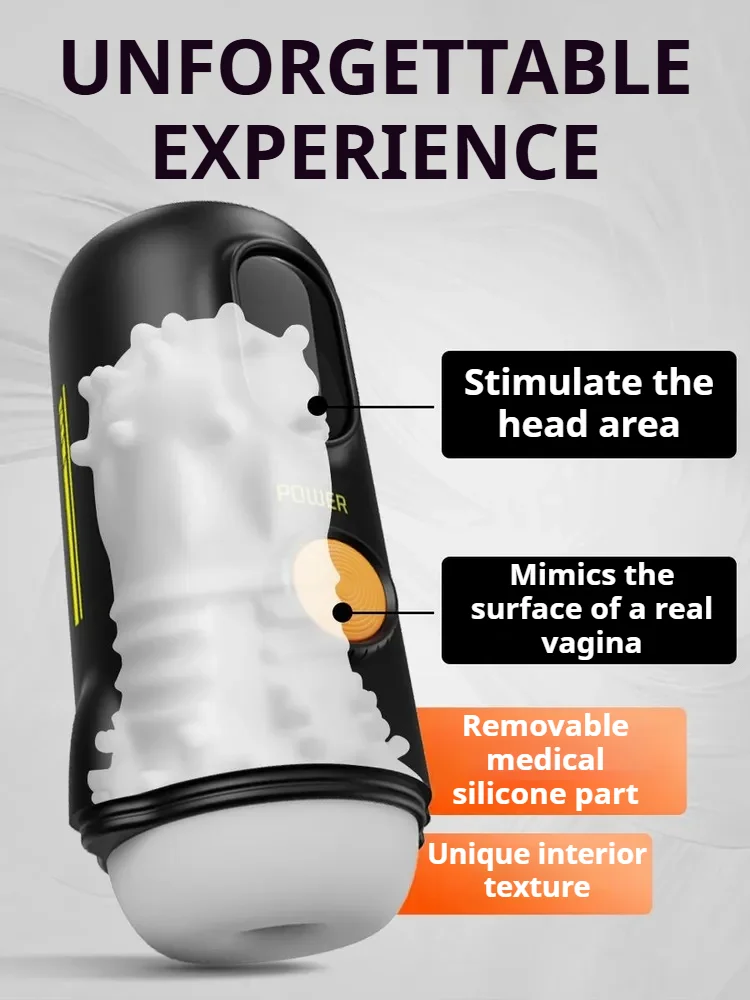 เครื่องช่วยสำเร็จความใคร่ชายแบบดูดอัตโนมัติ พร้อมระบบสั่น ฟังก์ชั่นจำลองการออรัลเซ็กซ์ ระบบทำความร้อน ปั๊มสุญญากาศสำหรับอวัยวะเพศชาย ถ้วยช่วยสำเร็จความใคร่ ของเล่นทางเพศสำหรับผู้ชาย