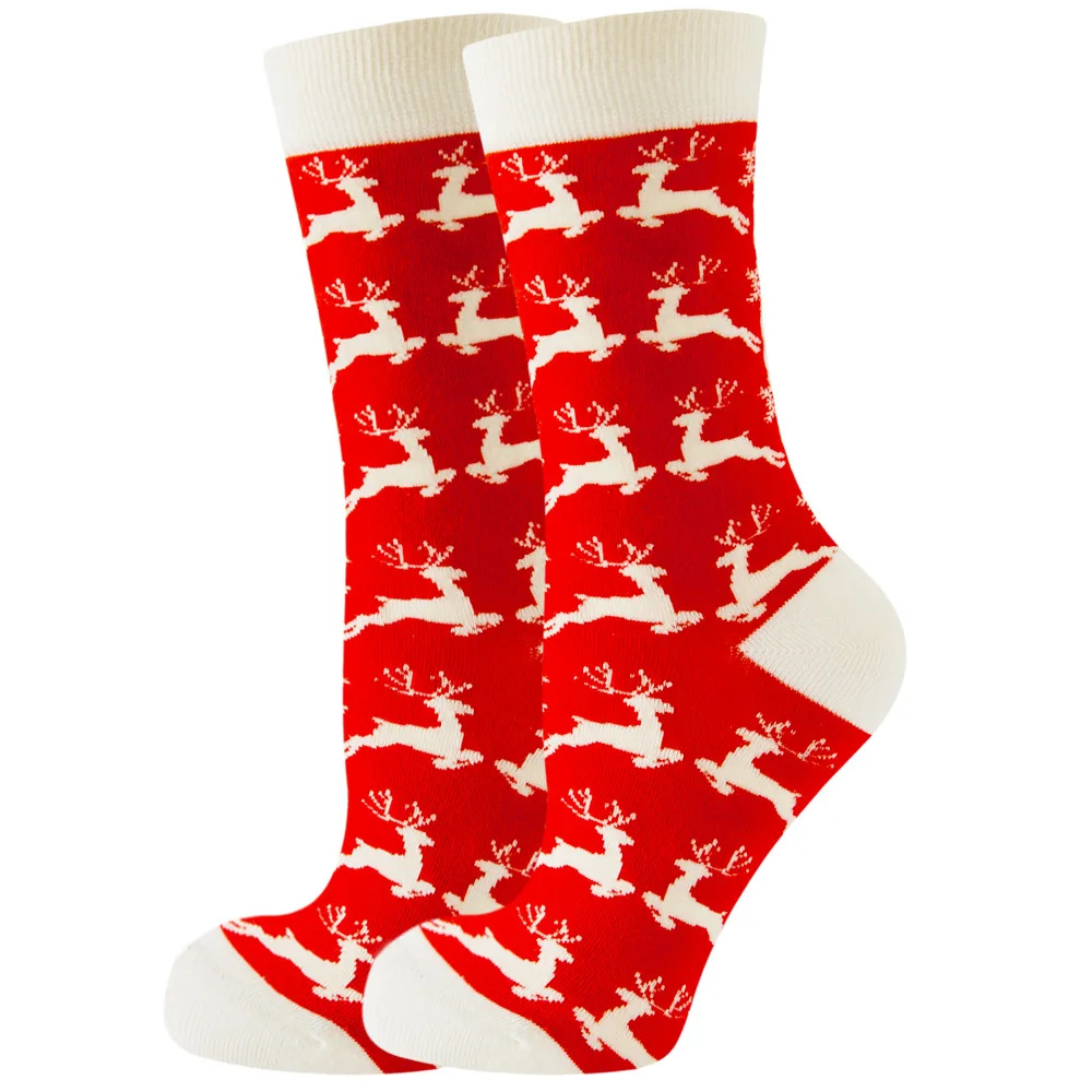 2023 Women\'s Christmas Socks Fun Christmas Santa Claus Tree Snowflake Elk Cotton Crew Happy Socks New Year Fun Soken