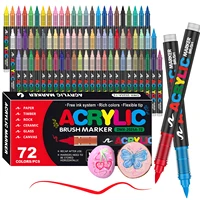 Marcadores acrílicos Marcador de pintura con punta de pincel Bolígrafo de pintura acrílica de 12 a 72 colores para Rock Canvas Madera Cerámica Adultos Colorear Manualidades DIY