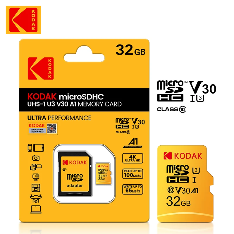 Kodak Micro SD Card 128GB Class 10 Memory Card 64GB Flash Drive Card 256GB 32GB V30 U3 cartao de memoria For Phone PC