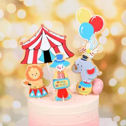 Cake Topper DIY baby Girl Circus Clown Cupcake Toppers Cake Flags Kids Boys Happy Birthday Wedding Bride Party Baking Decoration
