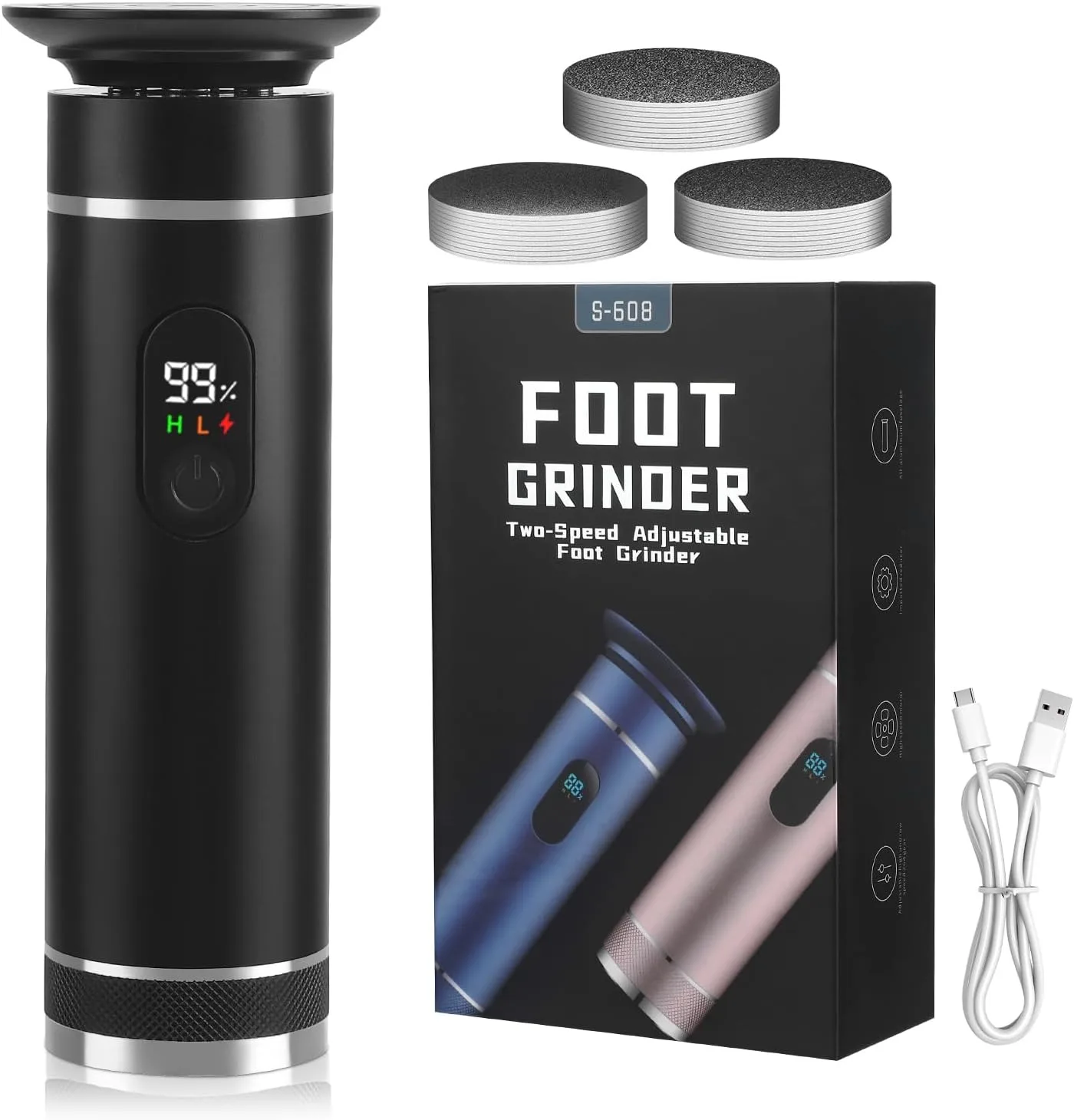 

Aluminum Alloy Professional Electric Callus Remover With 60PCS Replacement Pads Electric Foot File, Foot Care Tools, Gift Box