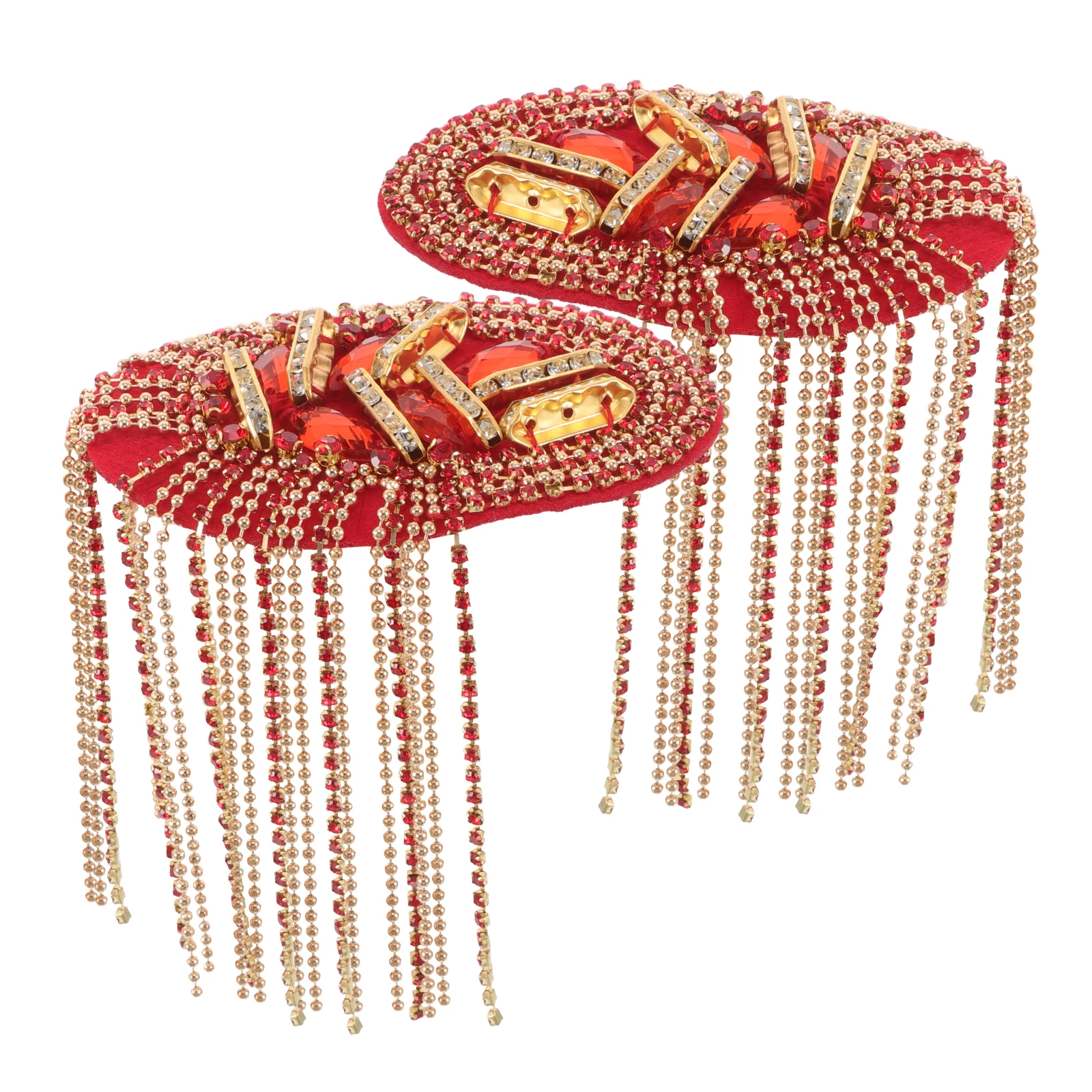 

2pcs Metal Punk Shoulder Epaulettes Handmade Beaded Patches Applique Cloth Decor Durable Tassel Trim for Clothes