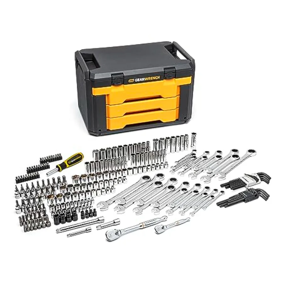 

Mechanics Tool Set in 3 Drawer Storage Box 232 Piece