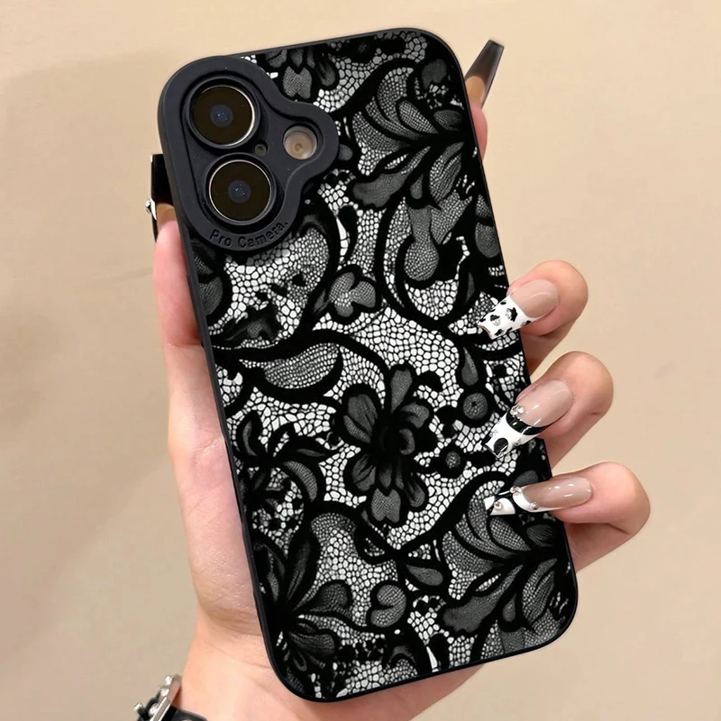 Detailed Lace Floral Pattern Print Phone Case For Samsung Galaxy S26 S25 FE S24 S23 S22 Ultra Plus A16 A36 A56 A55 A54 A53 Cover