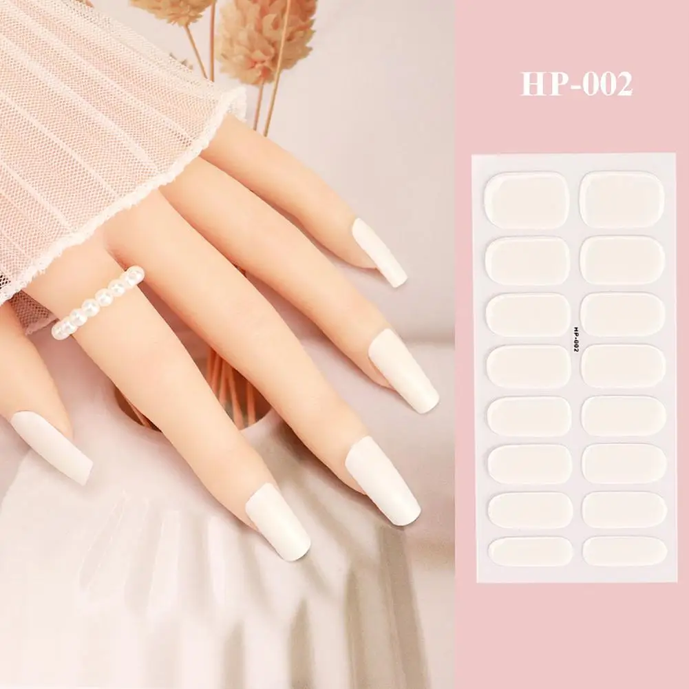 16Tips French White Edge Semi-Cured Gel Nail Wrap Fashion Color Long Lasting Full Cover Waterproof Nail Gel Sticker Wraps Manicu
