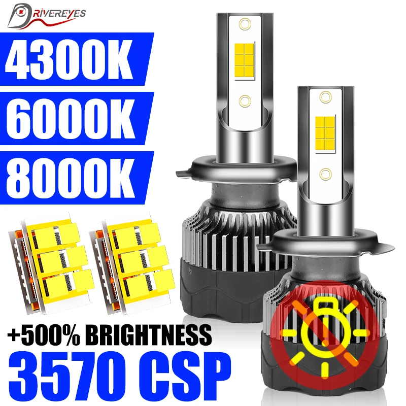 

H7 H3 9008 LED Car Lights H4 880 881 H27 9007 H13 H11 H1 H8 HB3 9005 HB4 9006 9012 HIR2 H9 4300K 6000K 8000K CSP Chips Fog Lamps