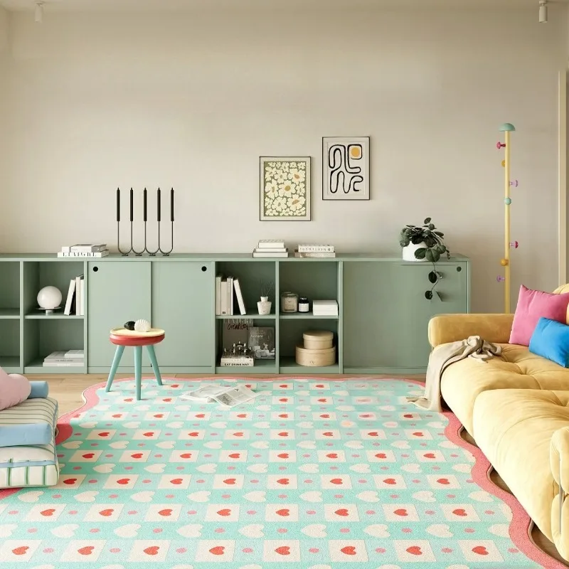 Modern Ins Color Living Room Sofa Carpet Washable Non-slip Children's Bedroom Bedside Mat Soft Easy Clean Cute Game Area Rug