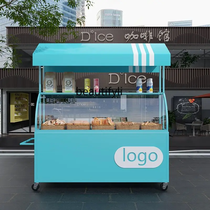 

Wrought iron outdoor dining car mobile stall promotion trolley stall night market stall trolley