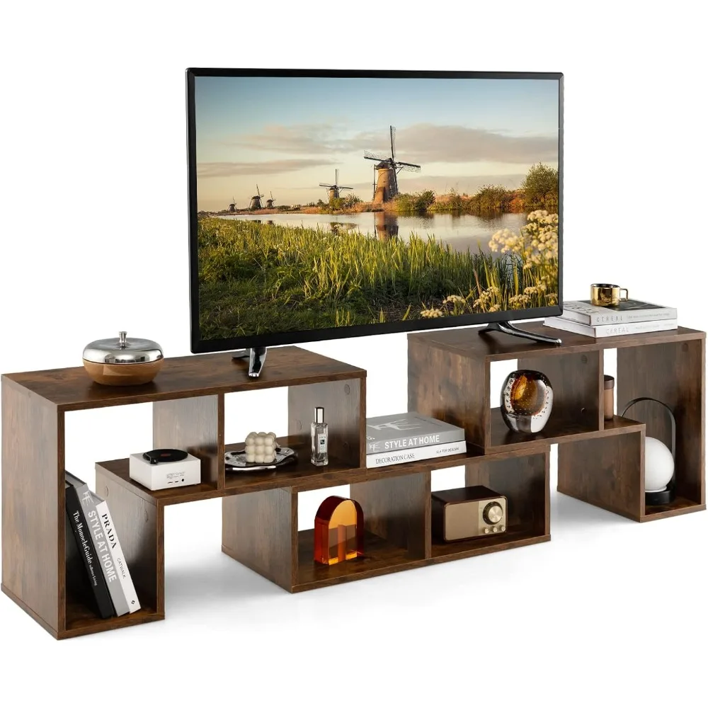 

3 Pieces Console TV Stand, Entertainment Center for 50–65 Inch TV, DIY Storage Shelf
