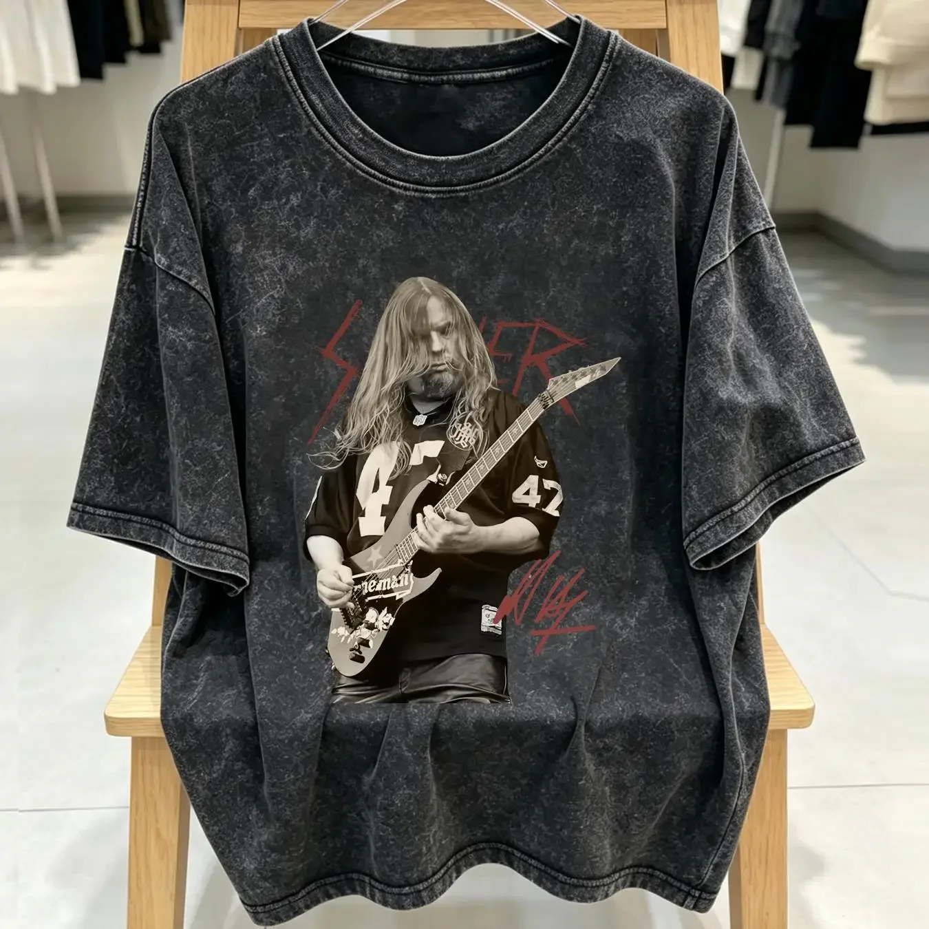 washed T Shirt Hanneman Jeff Slayer Still Reigning Metal Angel Death Black Reign Blood vintage Washed designer clothes homme