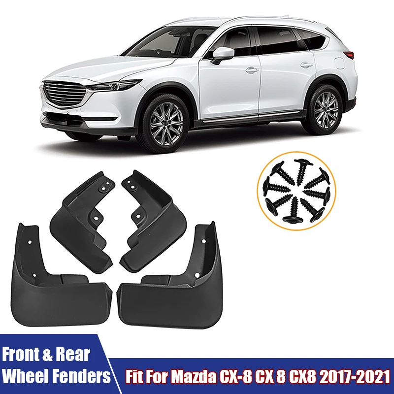 Accesorios de coche 4 unids/set guardabarros de rueda delantera trasera de coche guardabarros de rueda negros aptos para Mazda CX-8 CX 8 CX8 2017 2018 2019 2020 2021
