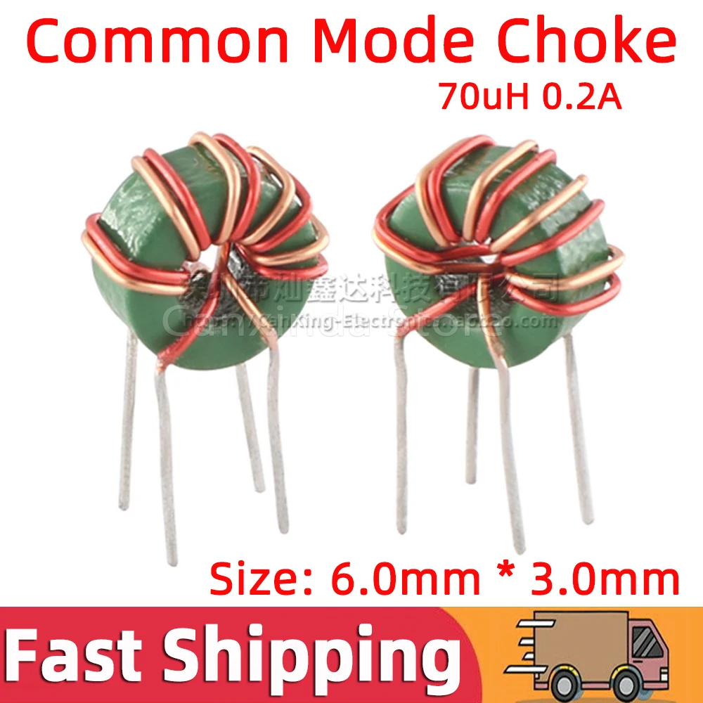 5pcs T6*3*3  Vertical Toroid Magnetic Ring Common Mode Inductor Wire Wind Wound Coil 70uH 0.2A Switching Power Supply Filter