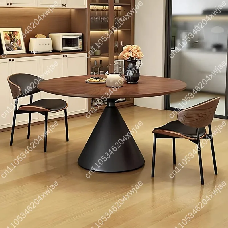 Vintage Style Solid Wood Round Dining Table Set for Small Home French Retro Minimalist Chairs