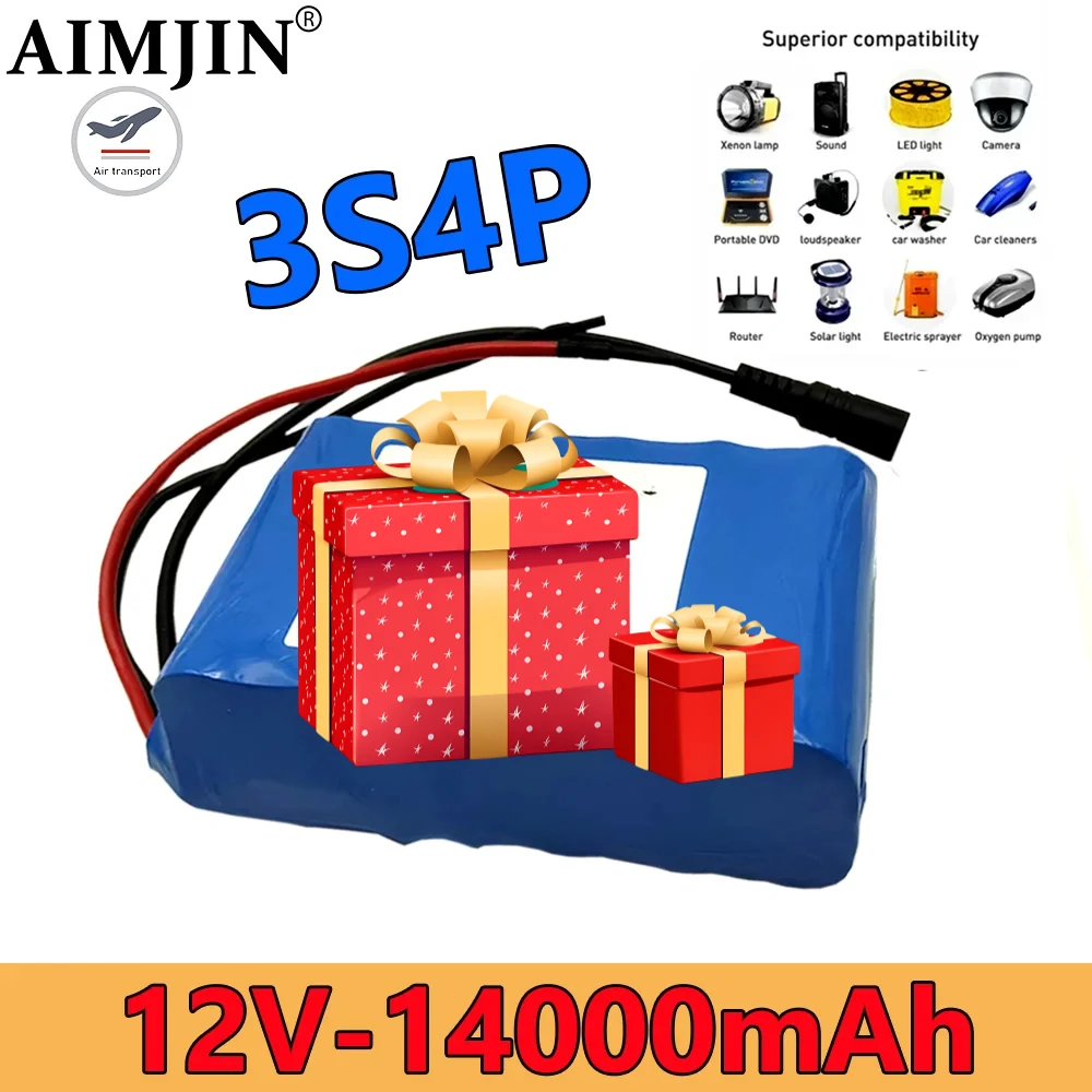 

12V 3S4P 14000Ah 15A BMS Battery Pack 18650 Lithium Ion Rechargeable Battery 250W High Power Motorcycle Light