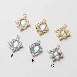 4PCS Dainty Lace design Charms for Jewelry Making Pendant DIY Hand Made Brass 14k Gold Plated Findings Accessories