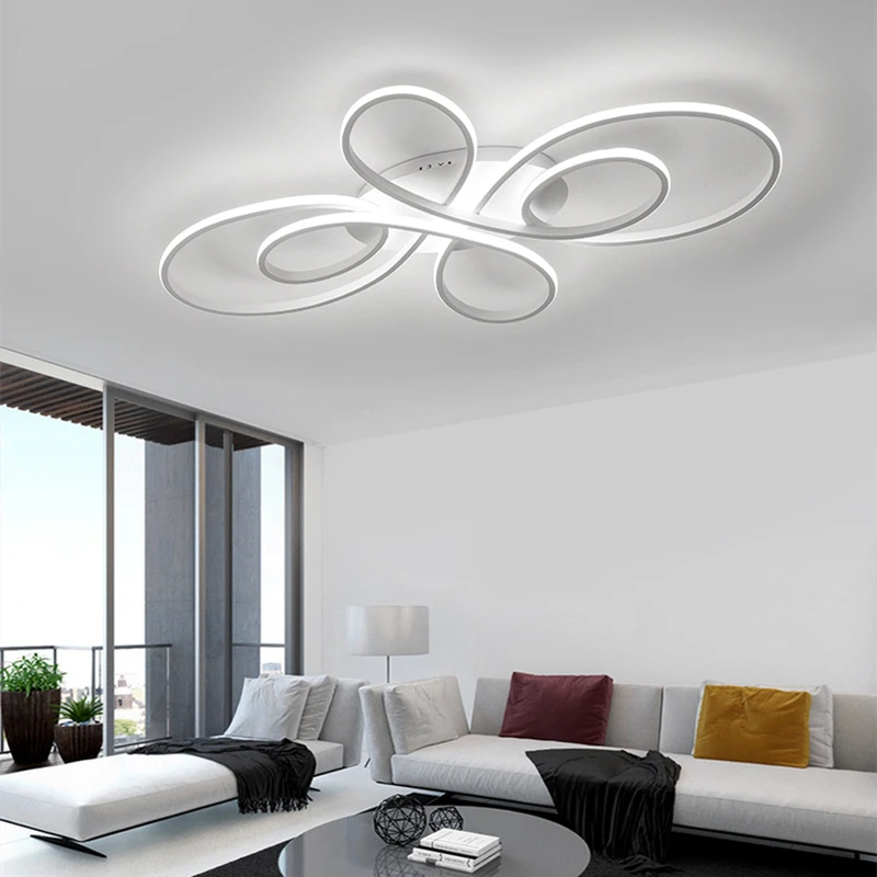 Modern Led Ceiling Light Nordic Living  Room Bedroom Ceiling Lamps White/Black Home Decor Ceiling Chandelier With Remote Control