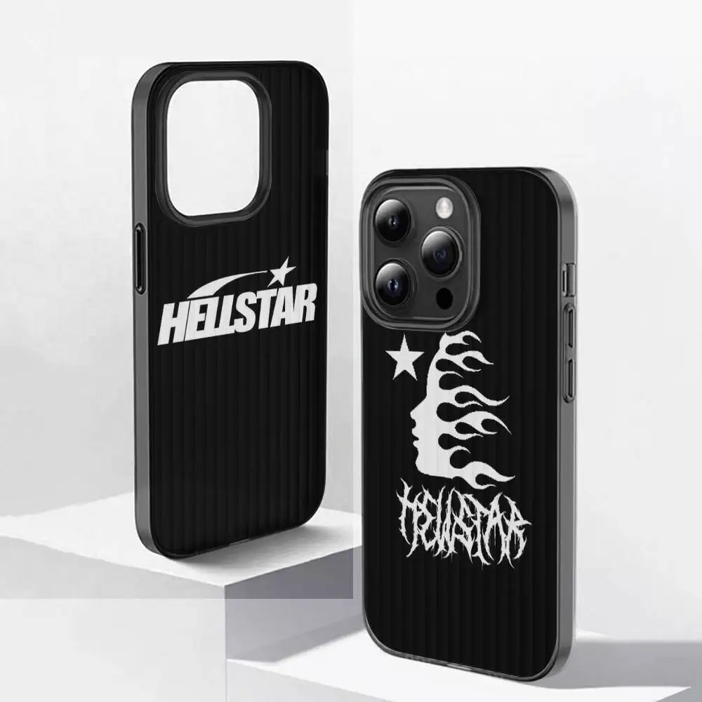 H-HELLSTAR-R Logo For IPhone 17 16 15 Plus Pro Max 12 14 Plus 11 13 Wave Corrugated Stripe Funda Phone Cover