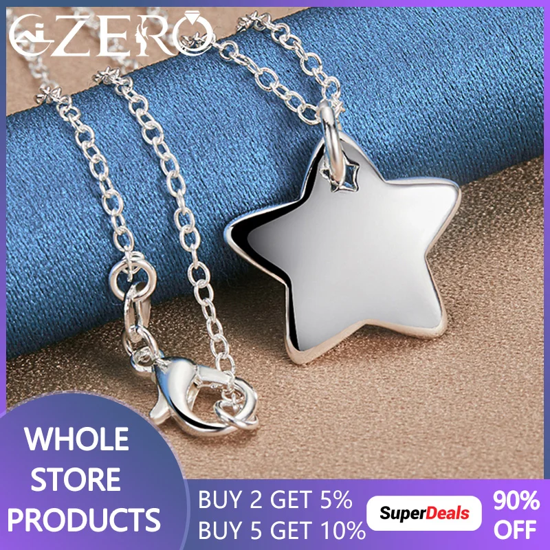 

ALIZERO 925 Sterling Silver Solid Star Pendant Necklace With 16-30 Inch Chain For Women Men Fashion Wedding Party Jewelry Gift