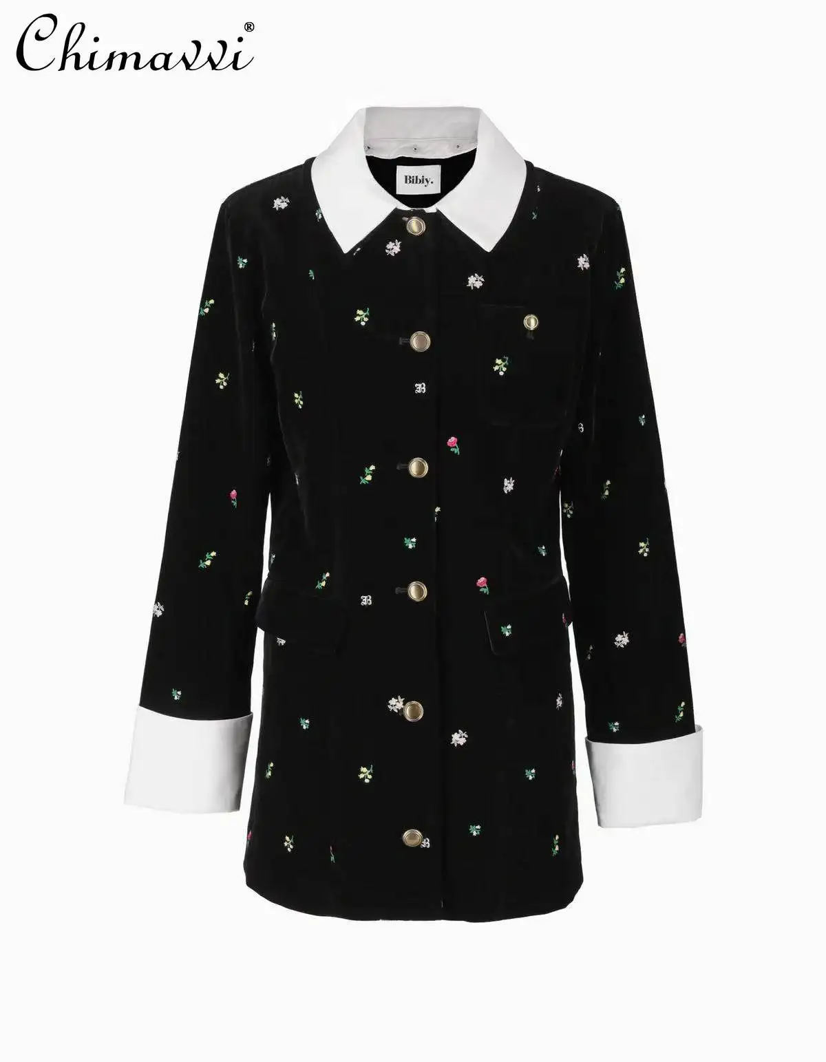 

Модная бархатная куртка в японском стиле с вышитыми буквами и длинными рукавами с отложным воротником, повседневный комплект в стиле ретро, весенний комплект из 2 предметов