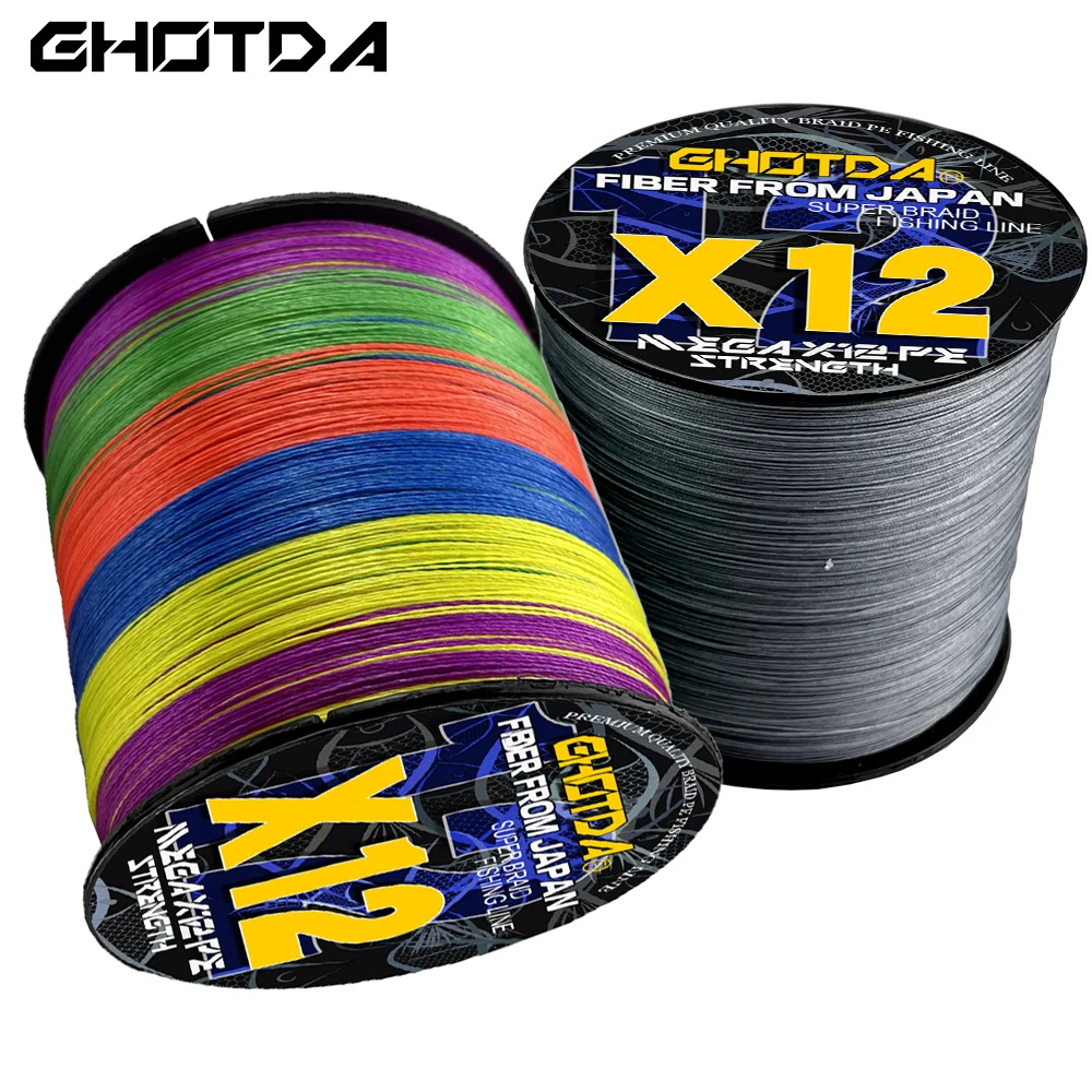 Smooth PE Braided Fishing Line Multicolor 12 Strands 300/500m 25/30/39/50/65/77/92/120LB for Big Game Saltwater Fishing Tackle