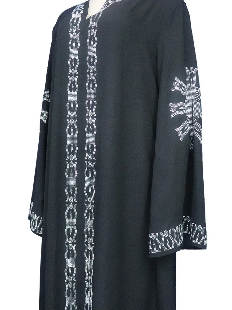 Muslim Women Long Sleeve Maxi Long Dress Muslim Robe Moroccan Loose Gowns Arabic Ramadan Hot Diamond Abaya Kaftan Dashiki