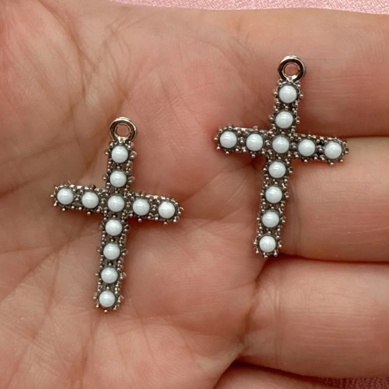 10pcs Korean version diamond cross pendant DIY alloy jewelry accessories necklace bracelet keychain pendant view 5