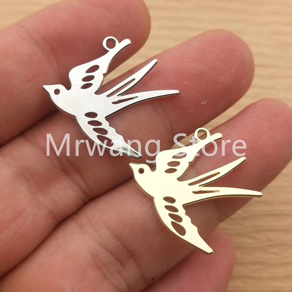 10pcs Bird Charm for Jewelry Making Necklace Pendant Diy Craft Supplies Metal Materials Earring Keychain Bracelet Accessories