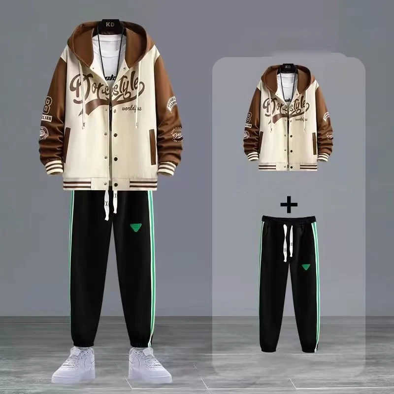 2023 Men Tracksuit Sets Korean Fashion Streetwear Hoodies+Sweatpants 2 Piece Sets Men Outfit Set Casual Men Clothing Jogger Sets