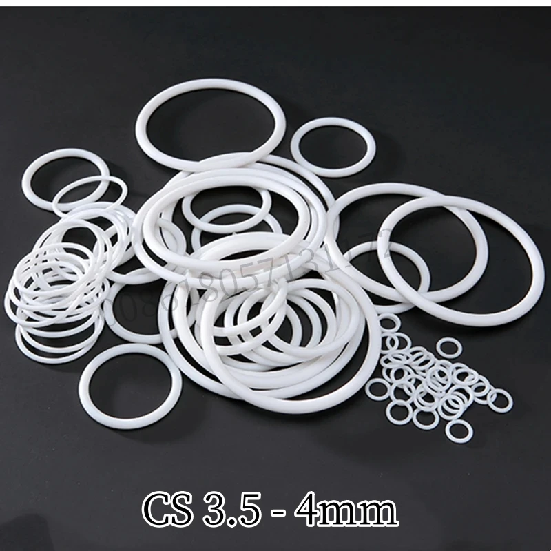 Custom PTFE O-Rings,10 Pcs, CS 3.5-4mm, Chemical Heat Resistant,Non-Stick Sealing Gasket for Acids,Solvents,High-Friction, White