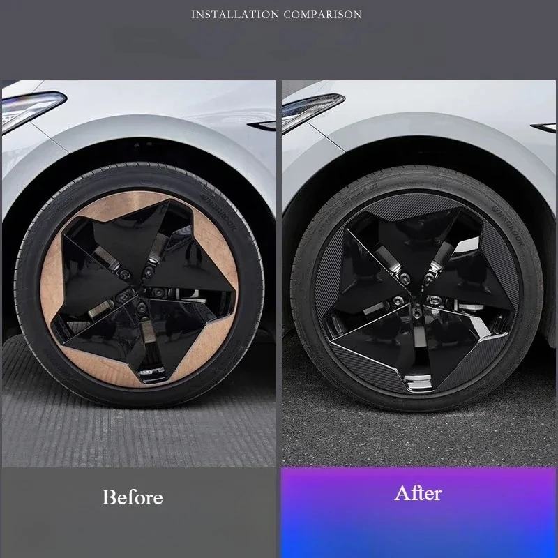 For VW Light Load Id3 Wheel Hub Decorative Stickers Carbon Fiber Stickers Appearance Modification Wheel Hub Protector